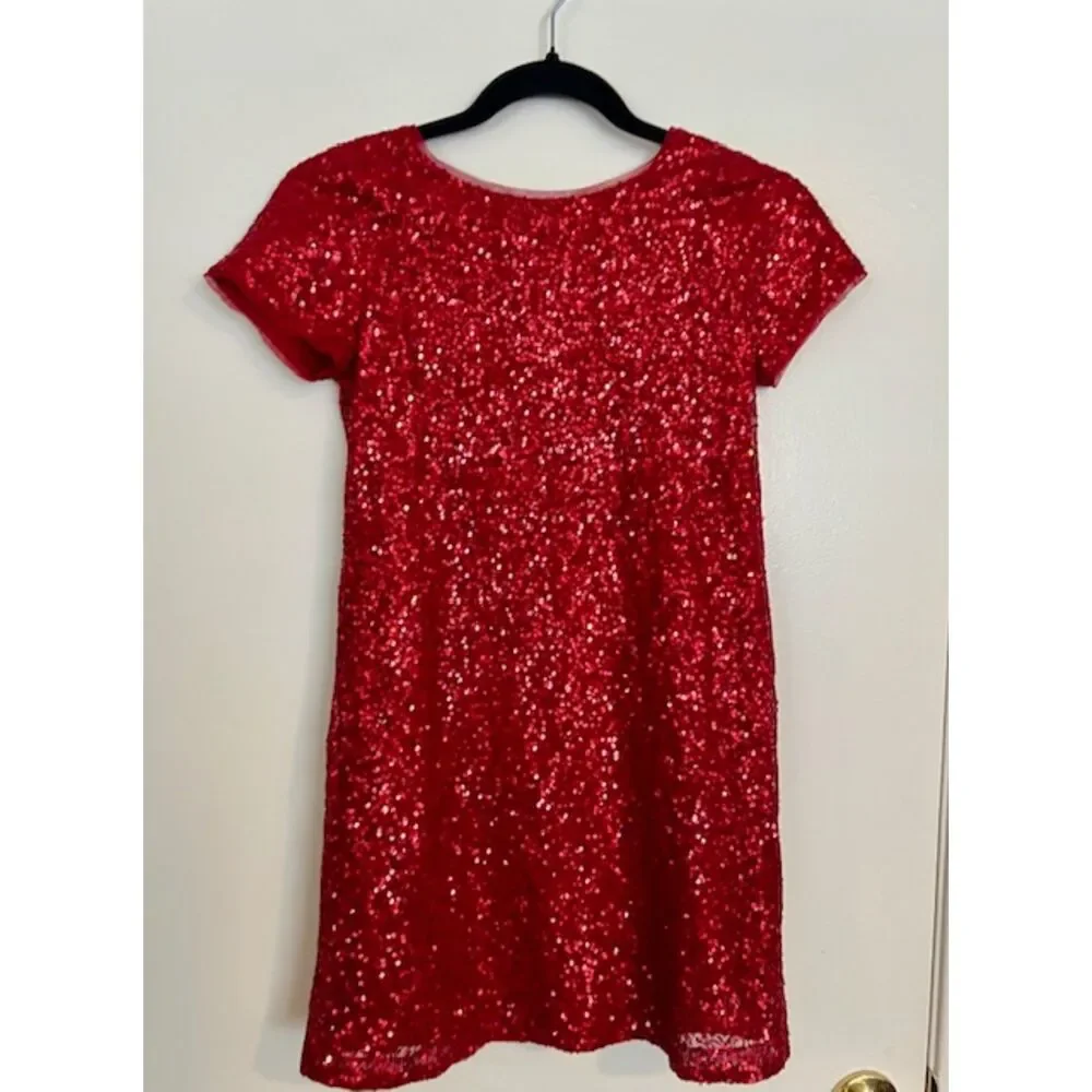 GAP Kids Red Sequin Shift Size 10 Christmas Holiday Dress
